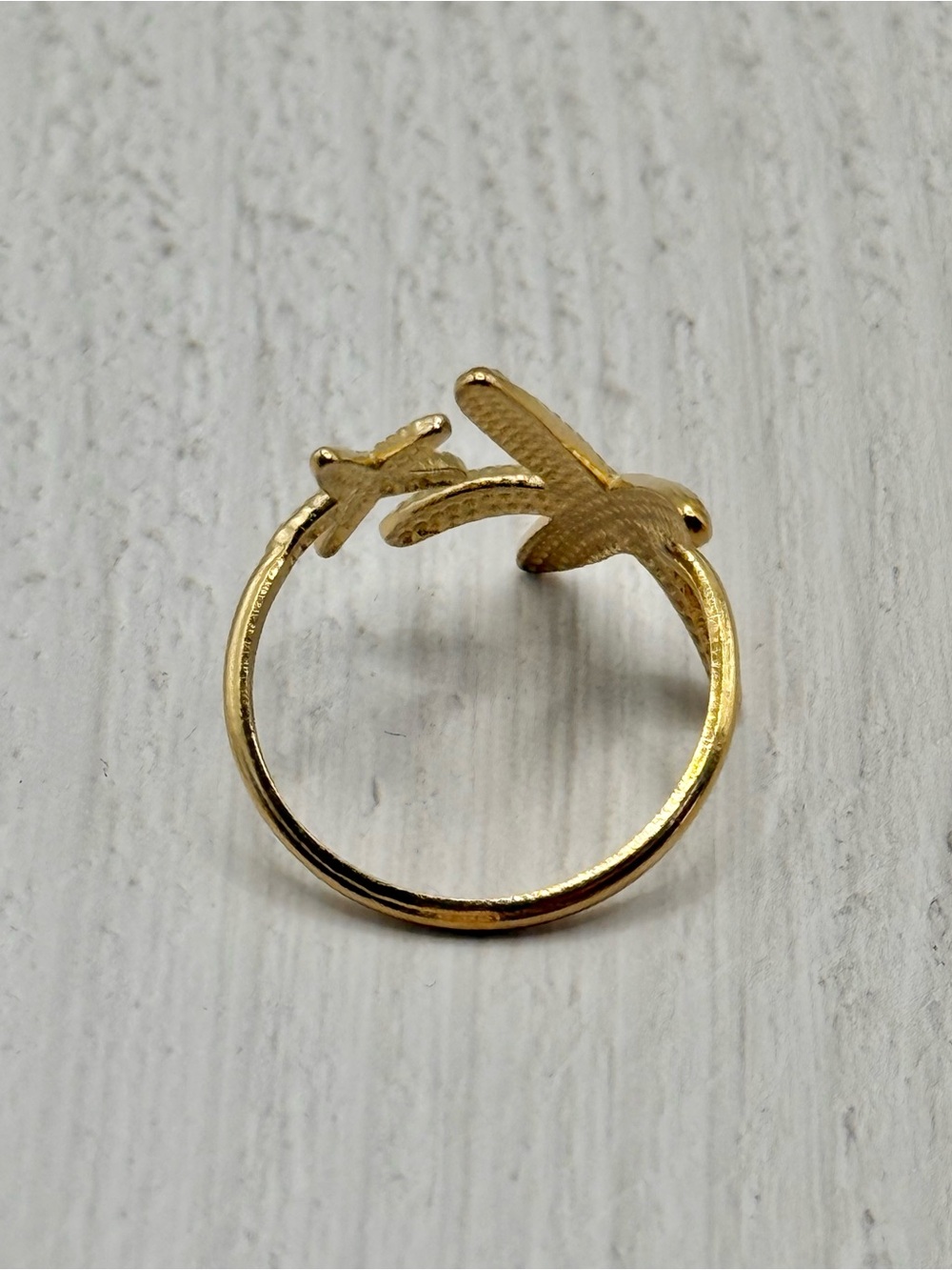 18K Gold Plated Stainless Steel Starfish Open Ring Coastal Beach Luxe NWT - Picture 3 of 8